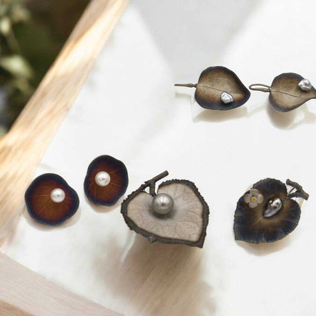 Hand Crafted Keshi Pearl Drop Earrings in Silver - Petra Star