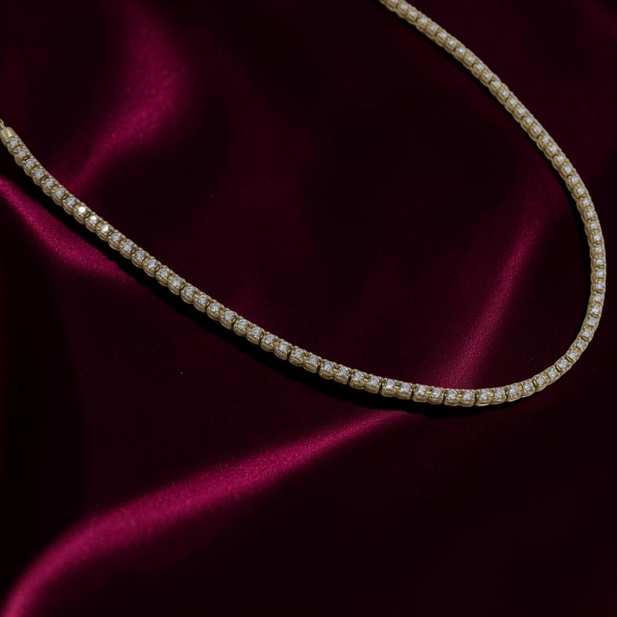 Adjustable Diamond Tennis Necklace | 1.83 CTW Shared Prong | 14K Gold Choker | Petra Star - Petra StarNecklace
