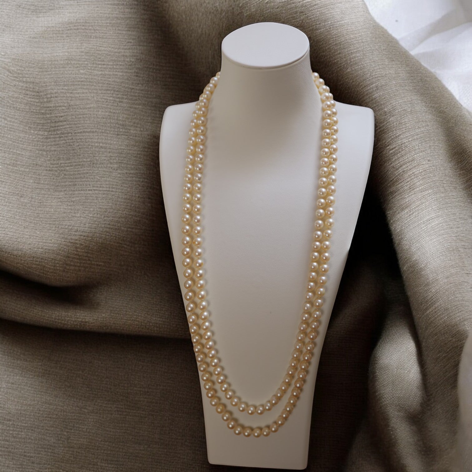 Akoya Pearl Necklace 8 - 8.MM White Akoya Strands - Petra Star