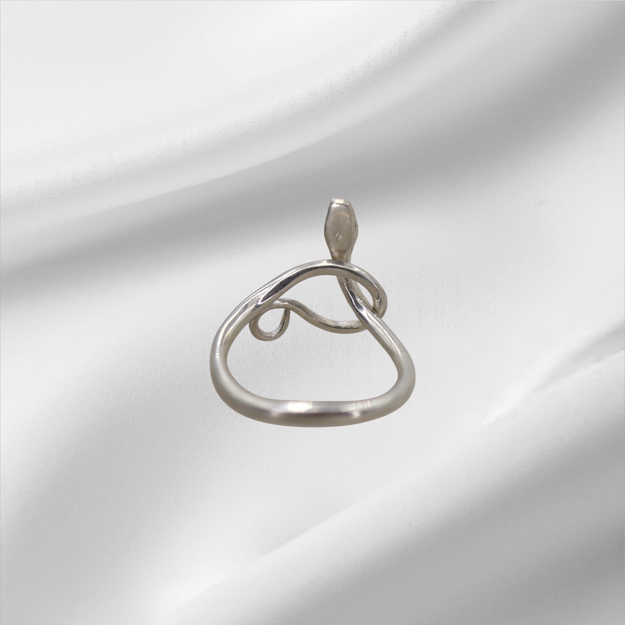 Annette Ferdinandsen Snake Ring – Silver w/ Diamond Eyes - Petra Star