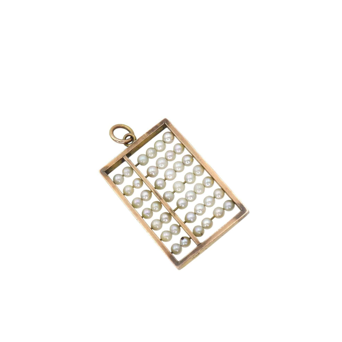 Antique 14k Gold Abacus Pendant with Sliding Pearls - Petra Star
