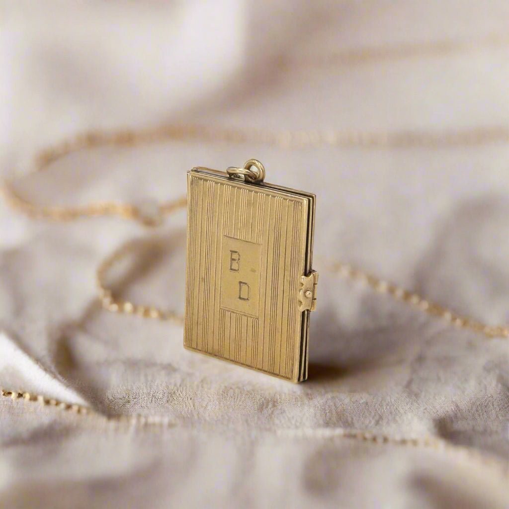Antique 14K Gold Art Deco Book Pendant — Converted to Three Individual Medallion Pendants — Circa 1930s - Petra Star