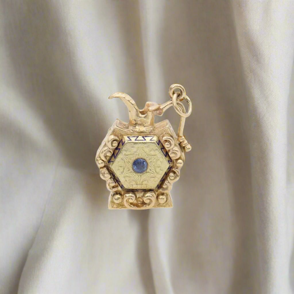 Antique 14k Gold Pitcher Charm Pendant - Petra Star