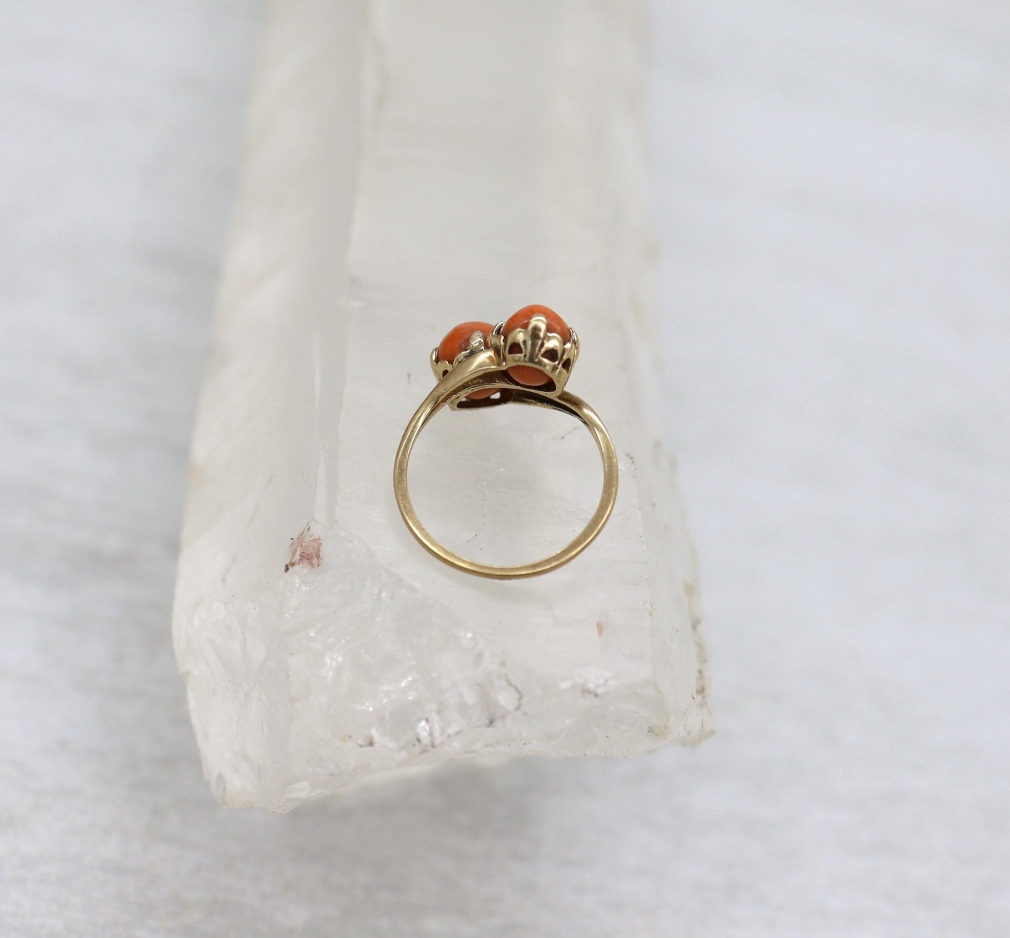Antique Coral Cameo Ring 10k Yellow Gold - Petra Star