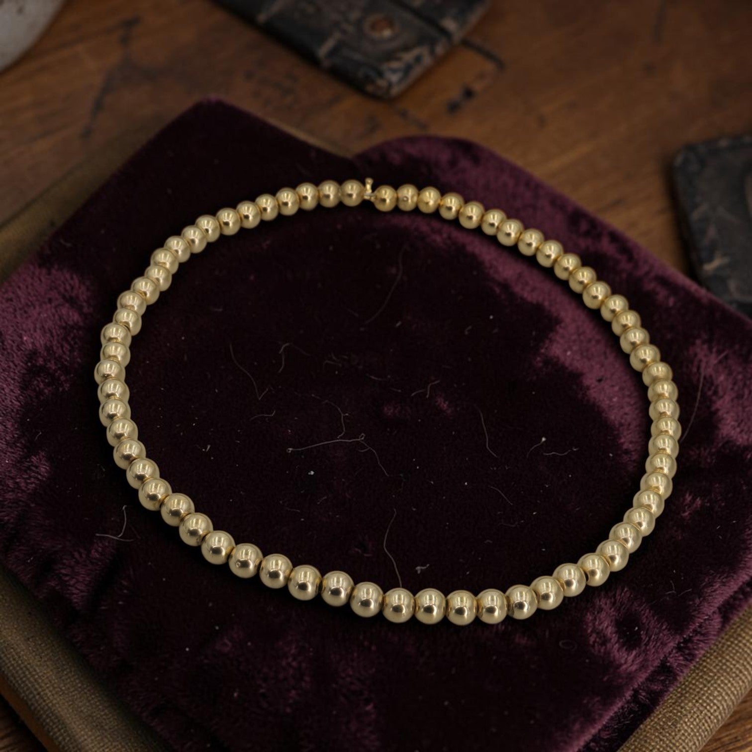 Antique Victorian Gold Bead Necklace | 14K Beads, Restored 16"