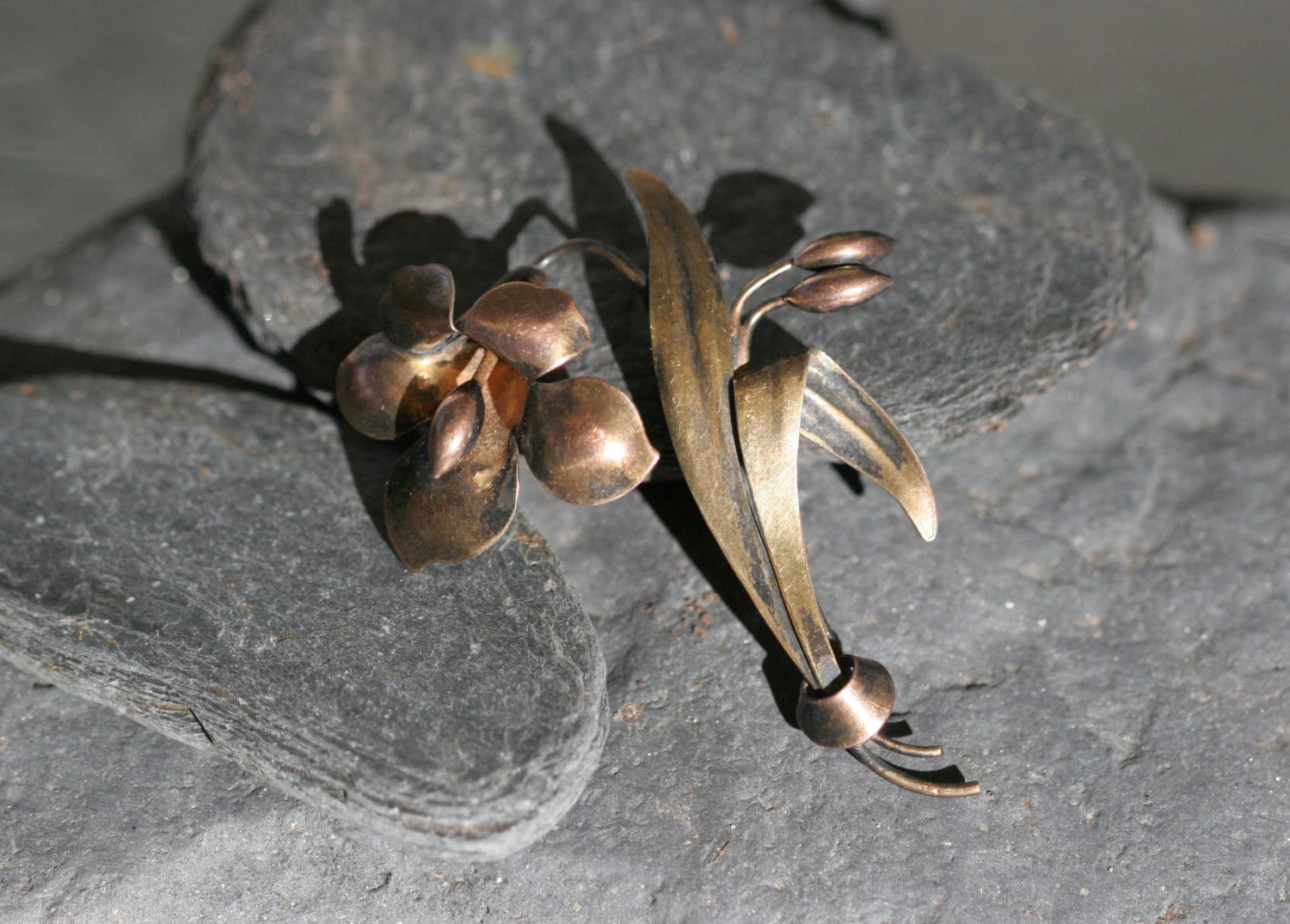 Antique Iris Brooch—Gold Over Silver - Petra Star