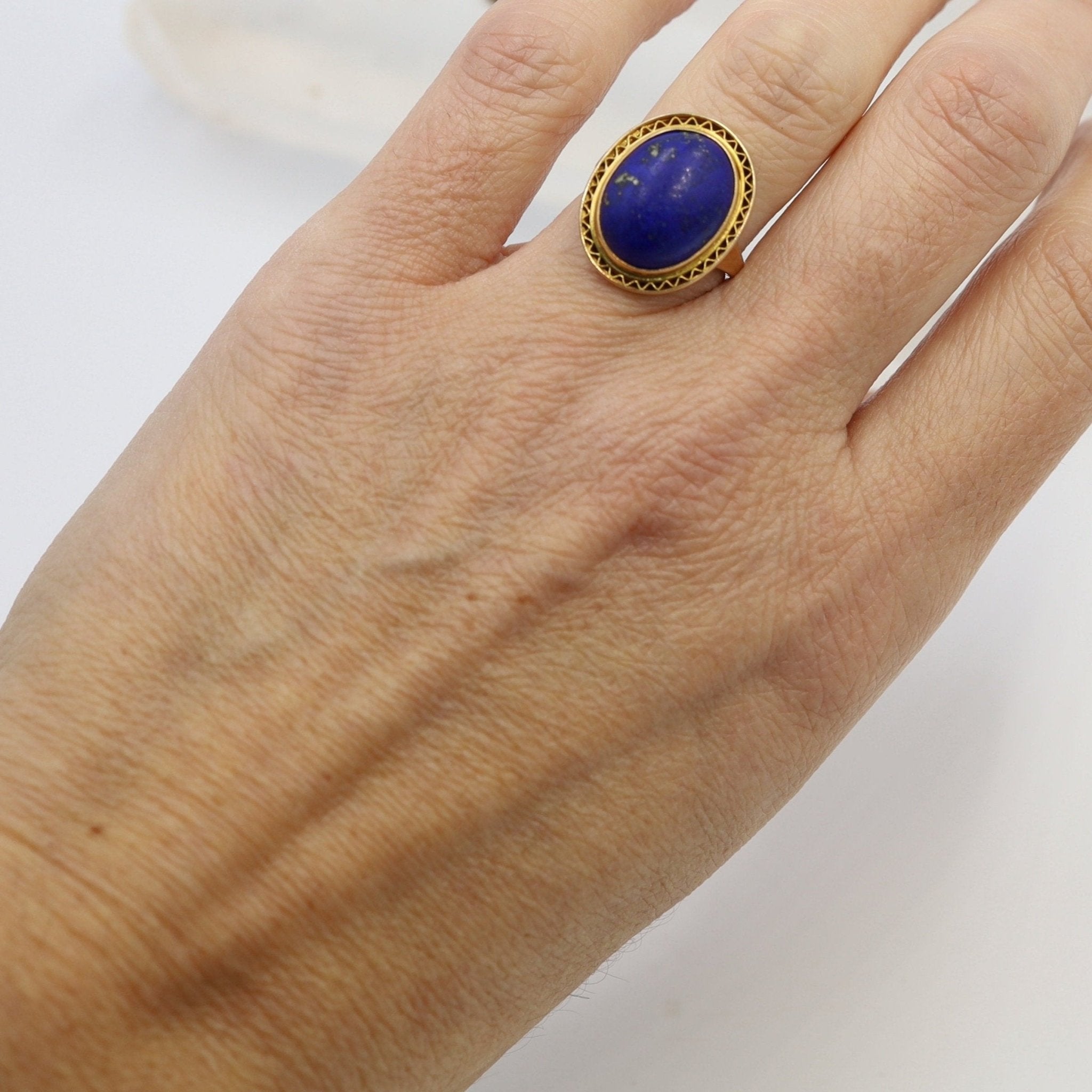 Antique Lapis Mizpah Ring - Petra Star
