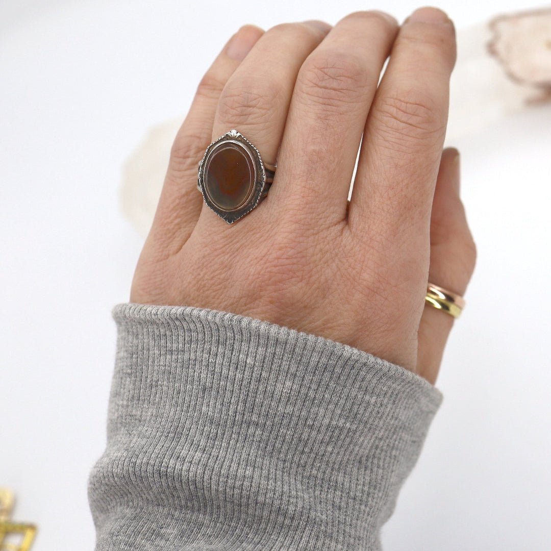 Antique Silver Agate Ring Clarke & Coombs Agate Ring - Petra Star