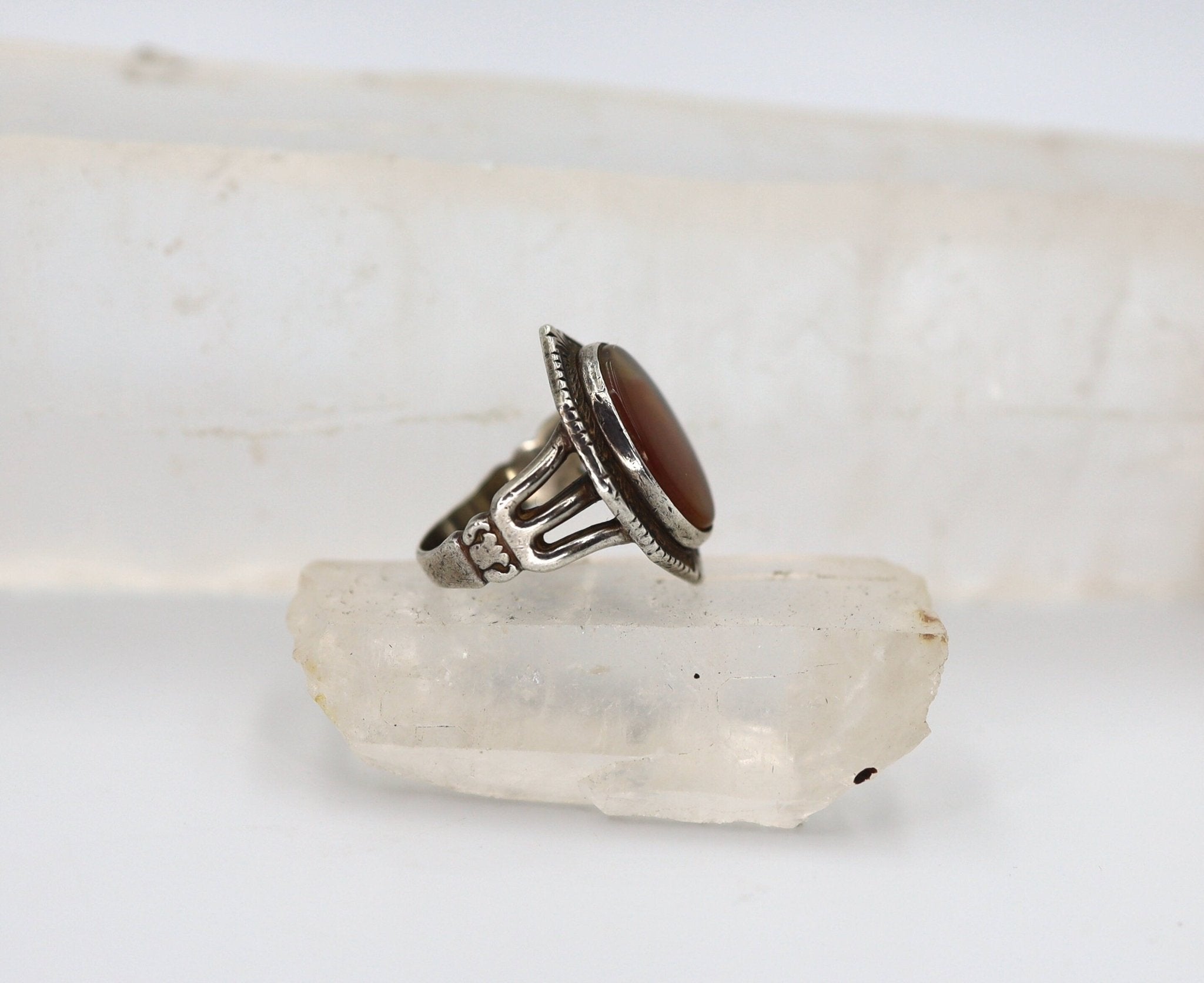 Antique Silver Agate Ring Clarke & Coombs Agate Ring - Petra Star
