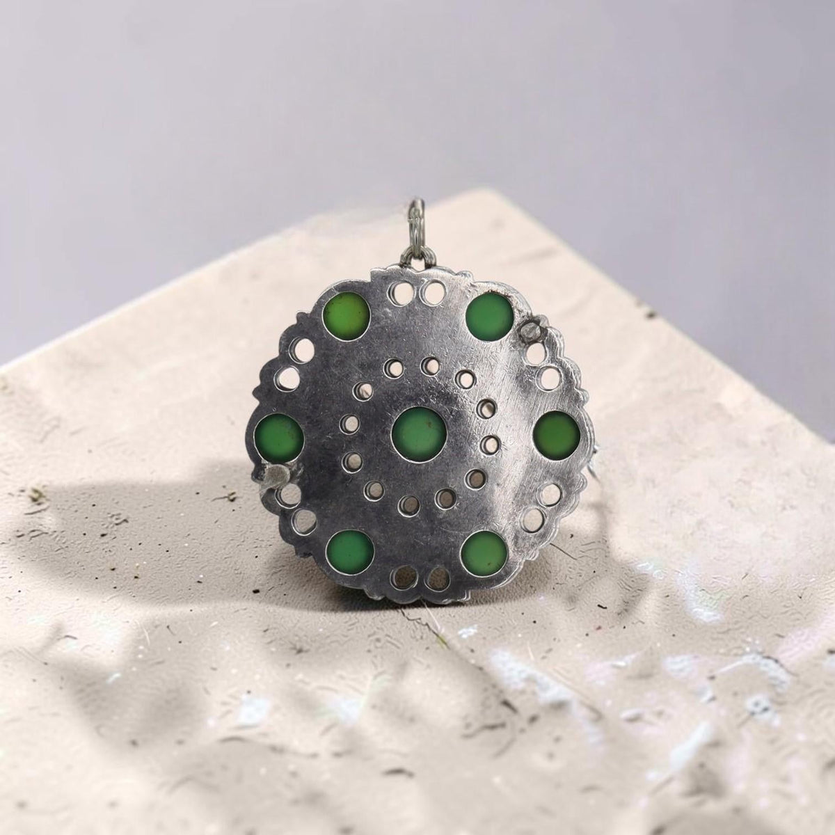 Antique Silver Chrysoprase Converted Pendant - Petra Star