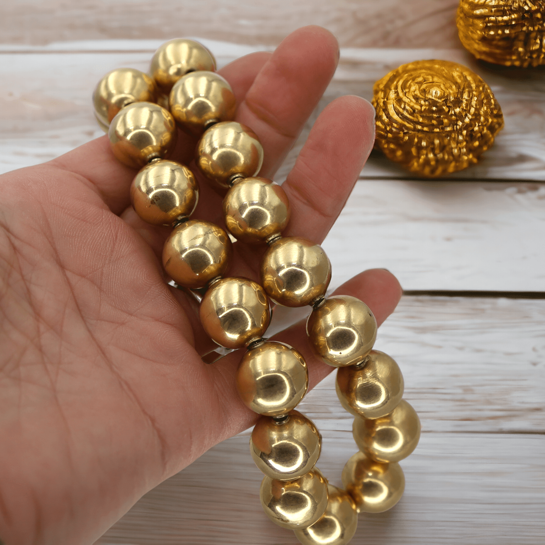 Antique Victorian 14k Yellow Gold Bead Necklace - Petra Star