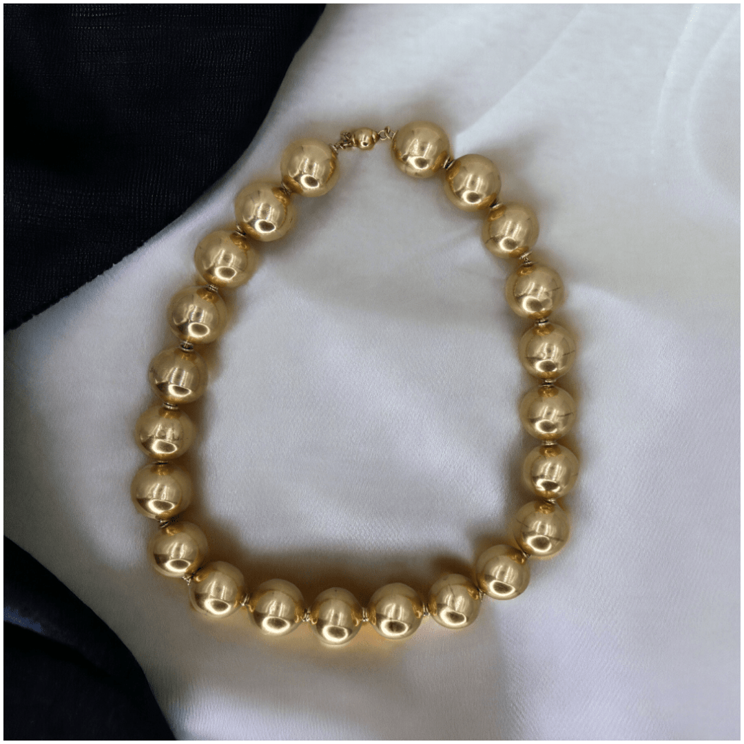 Antique Victorian 14k Yellow Gold Bead Necklace - Petra Star