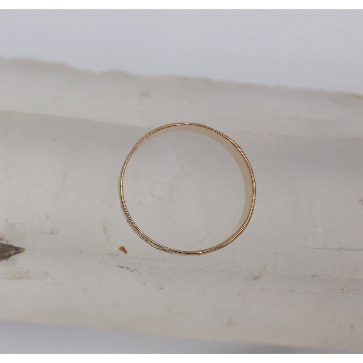 Antique Victorian Band 9K Pink Gold Cigar Band Size 6 - Petra Star