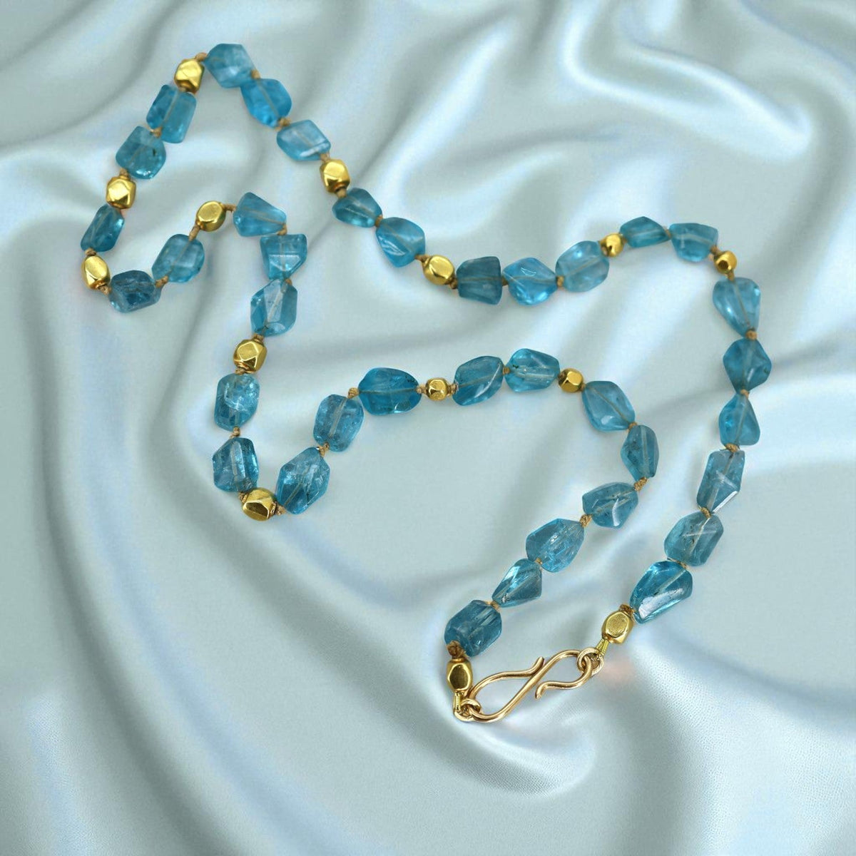 Apatite Necklace with 22K & 18K Gold Beads - Petra Star