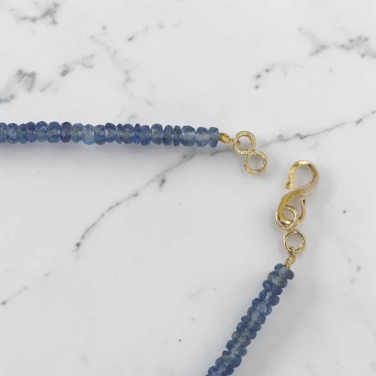 Aquamarine Necklace 22k Gold Drops 18k Clasp, Faceted Aquamarine Beaded Choker - Petra Star