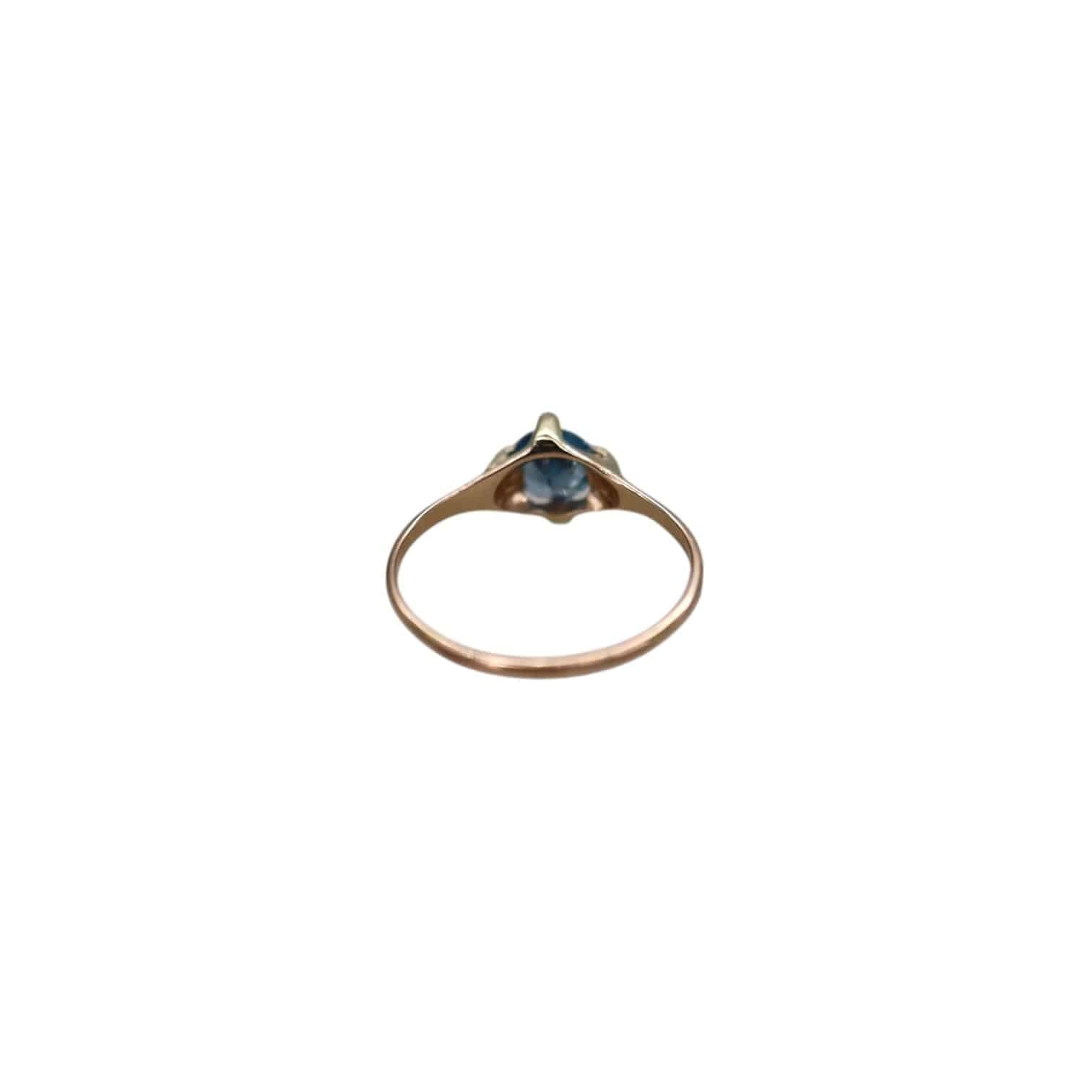Art Deco Blue Zircon Ring 10k Gold - Petra Star