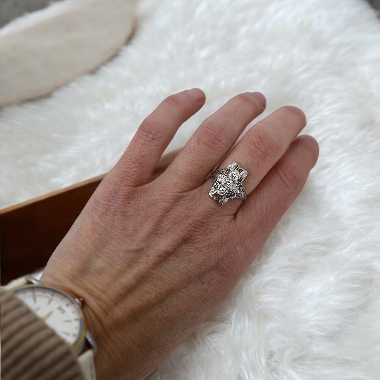 Art Deco Diamond Dinner Ring - Petra Star