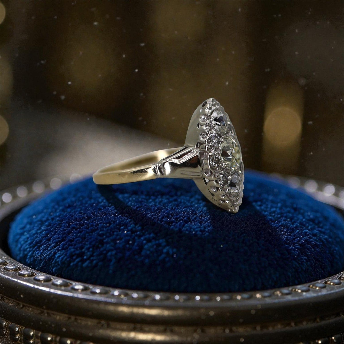 Art Deco Diamond Ring in 14k White Gold 1.40 cts Total Weight - Petra Star