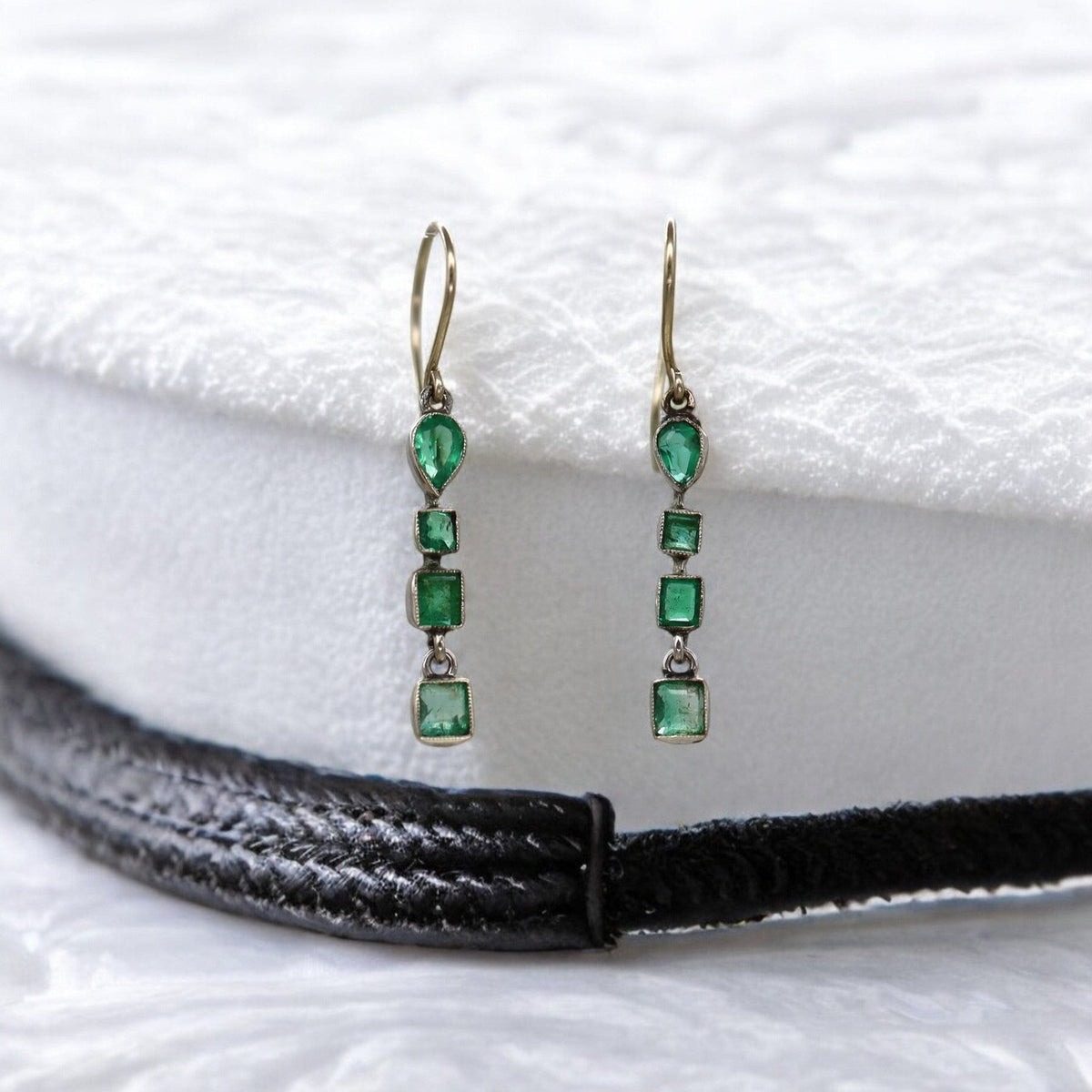 Art Deco Emerald Drop Earrings - Petra Star