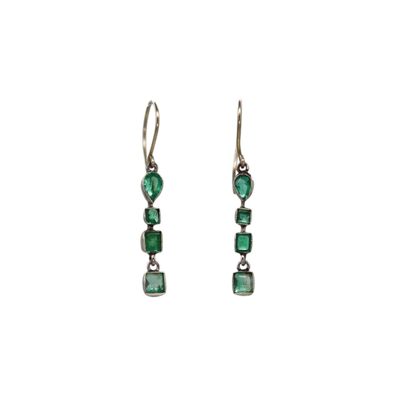 Art Deco Emerald Drop Earrings - Petra Star