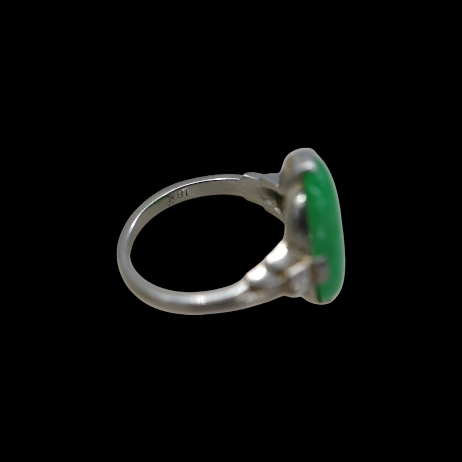 Art Deco Jade and Diamond Ring in 18k - Petra Star