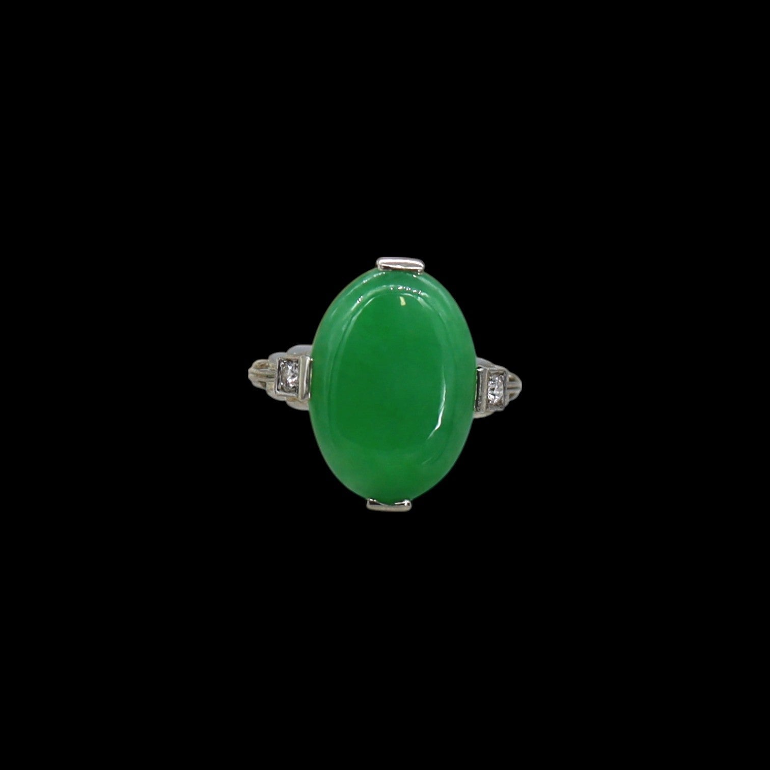Art Deco Jade and Diamond Ring in 18k - Petra Star