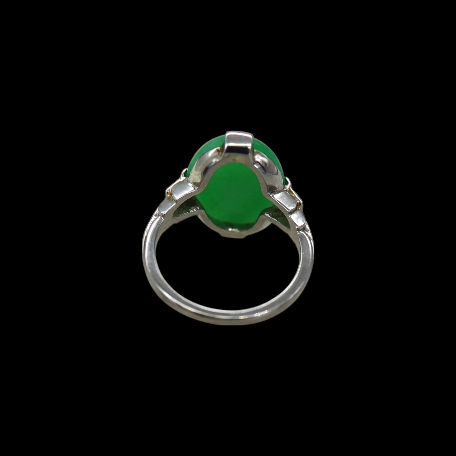 Art Deco Jade and Diamond Ring in 18k - Petra Star