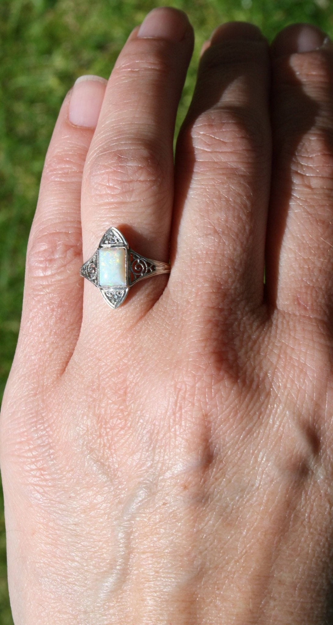 Art Deco Opal and Diamond Ring - Petra Star