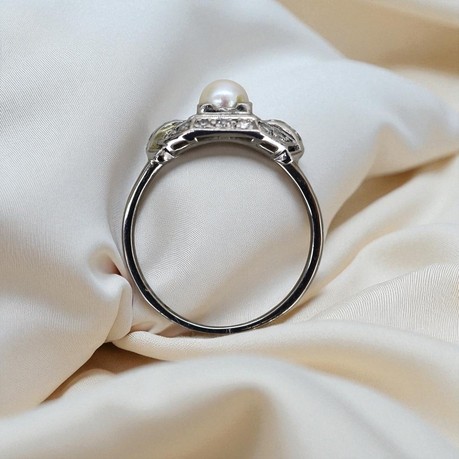Art Deco Pearl and Diamond Ring - Petra Star
