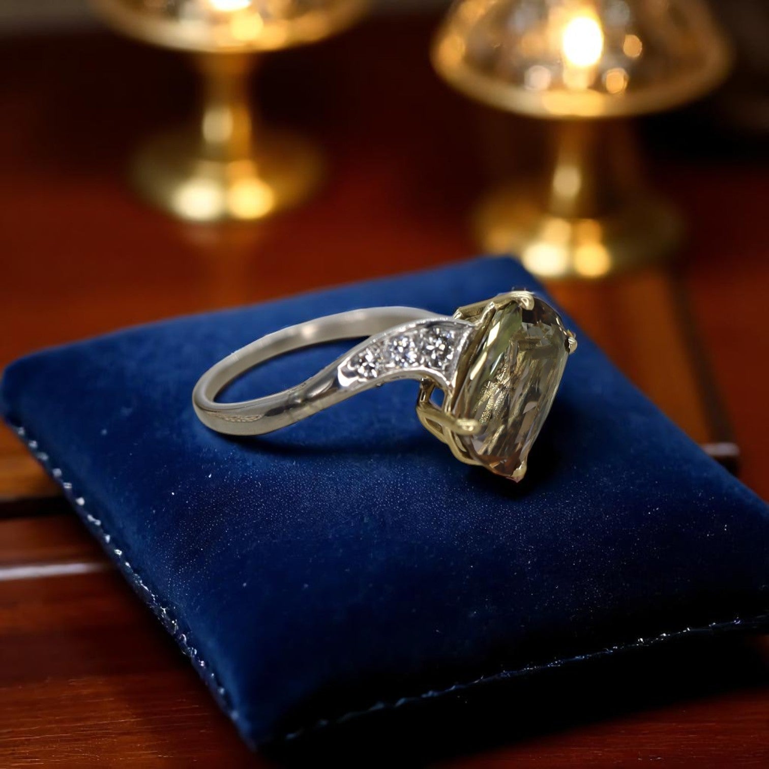 Art Deco Platinum & Andalusite Ring - Petra Star