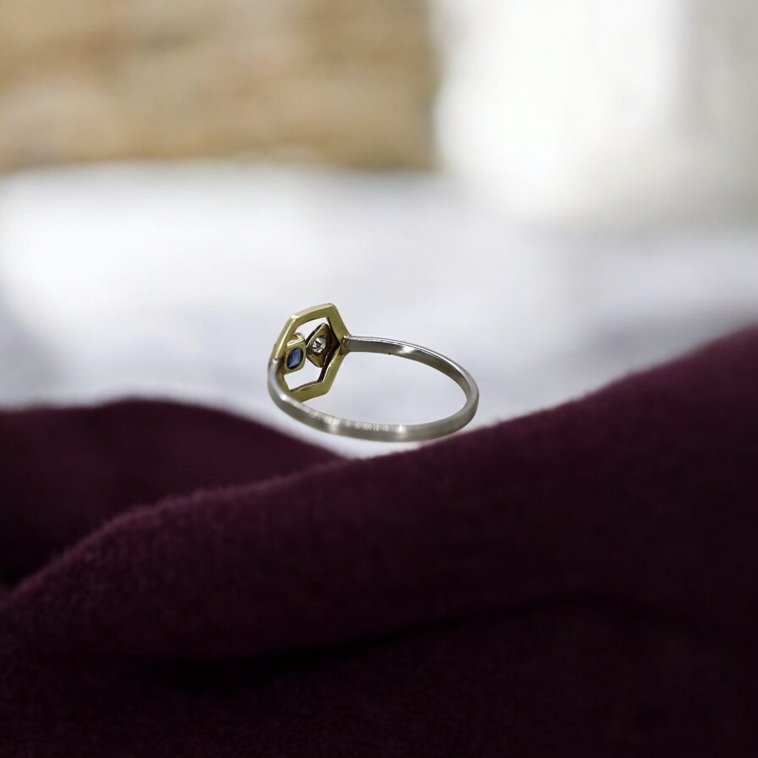 Art Deco Sapphire and Diamond Ring in Platinum - Petra Star