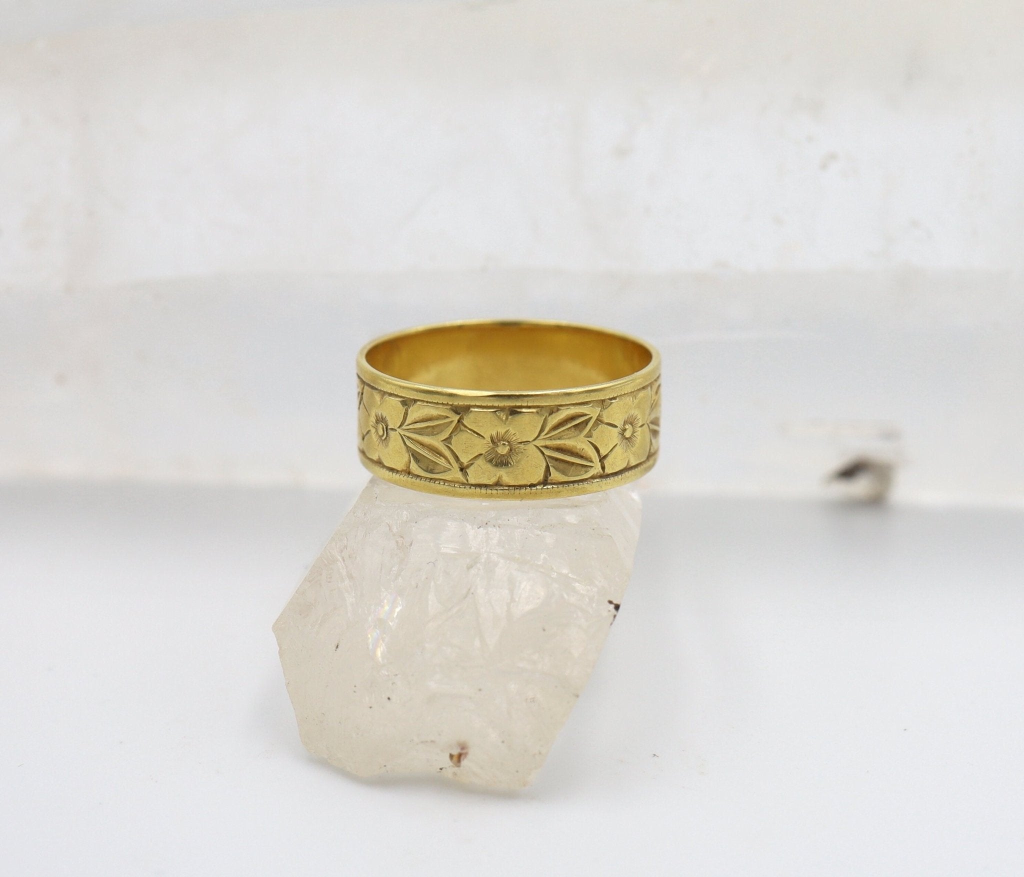 Art Nouveau 18k Floral Motif Cherry Blossom Band - Petra Star