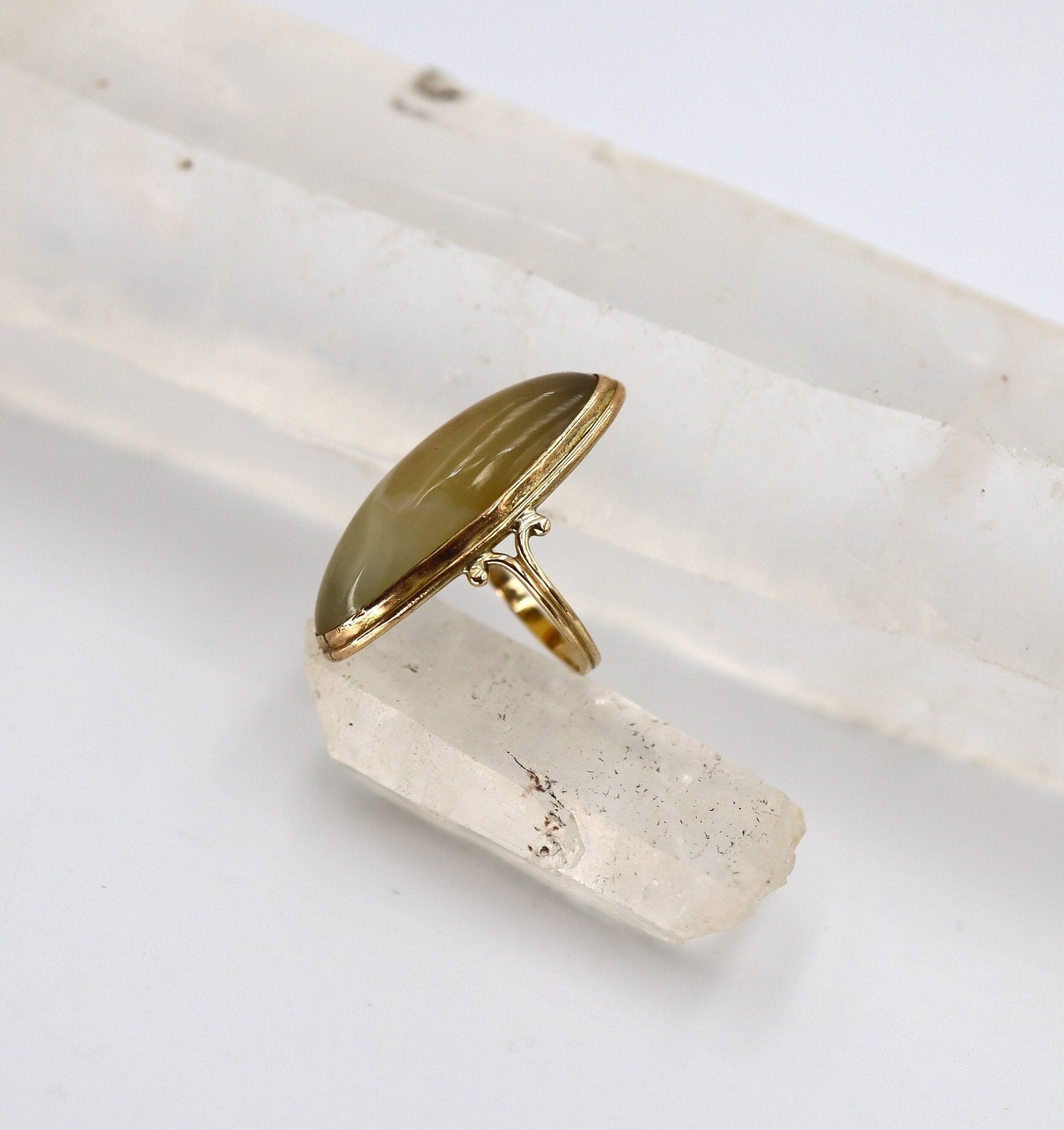 Art Nouveau Dendritic Agate Ring in 10k Gold - Petra Star
