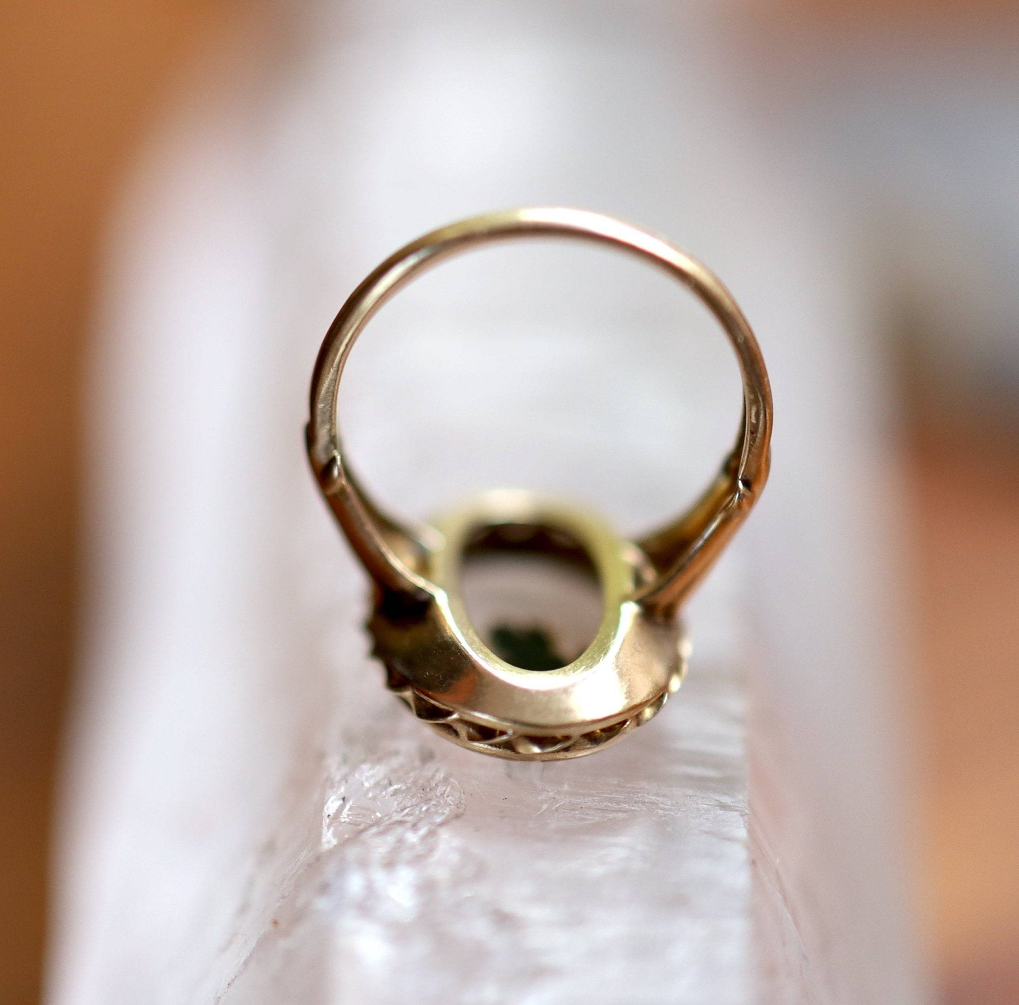 Art Nouveau Dendritic Picture Agate Moss Agate 14k Gold Ring by Ostby & Barton - Petra Star