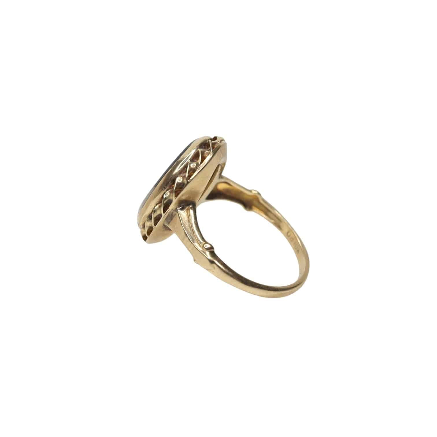 Art Nouveau Dendritic Picture Agate Moss Agate 14k Gold Ring by Ostby & Barton - Petra Star