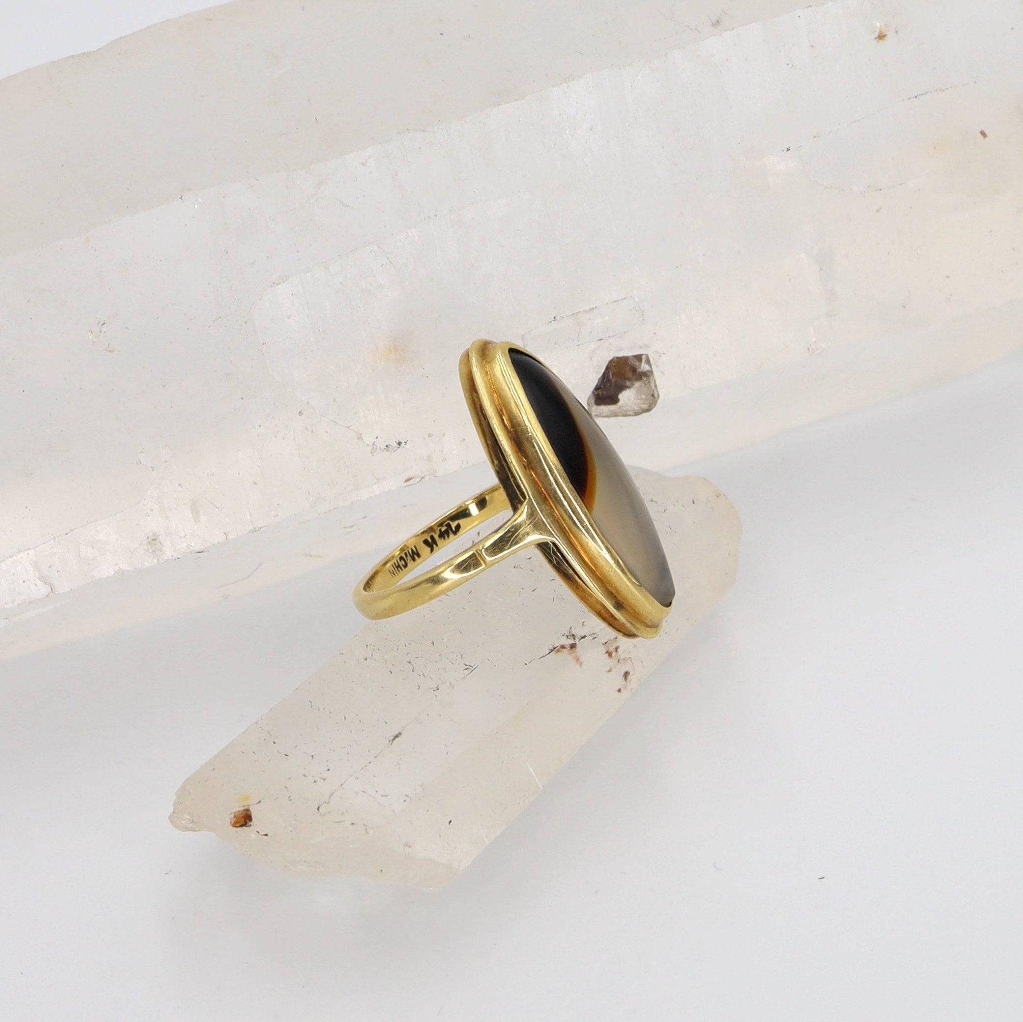Art Nouveau Dendritic Picture Agate Ring - Petra Star