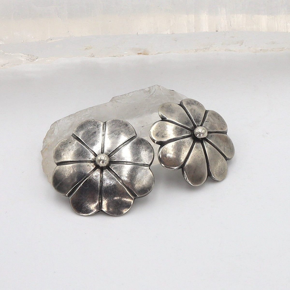 Art Nouveau Extra-Large Silver Buttons (Pair) - Petra Star