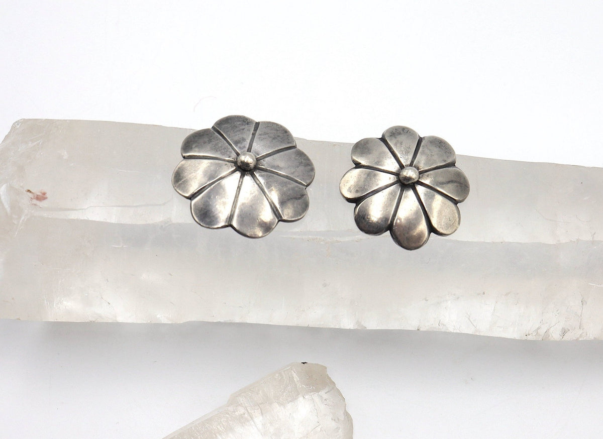 Art Nouveau Extra-Large Silver Buttons (Pair) - Petra Star