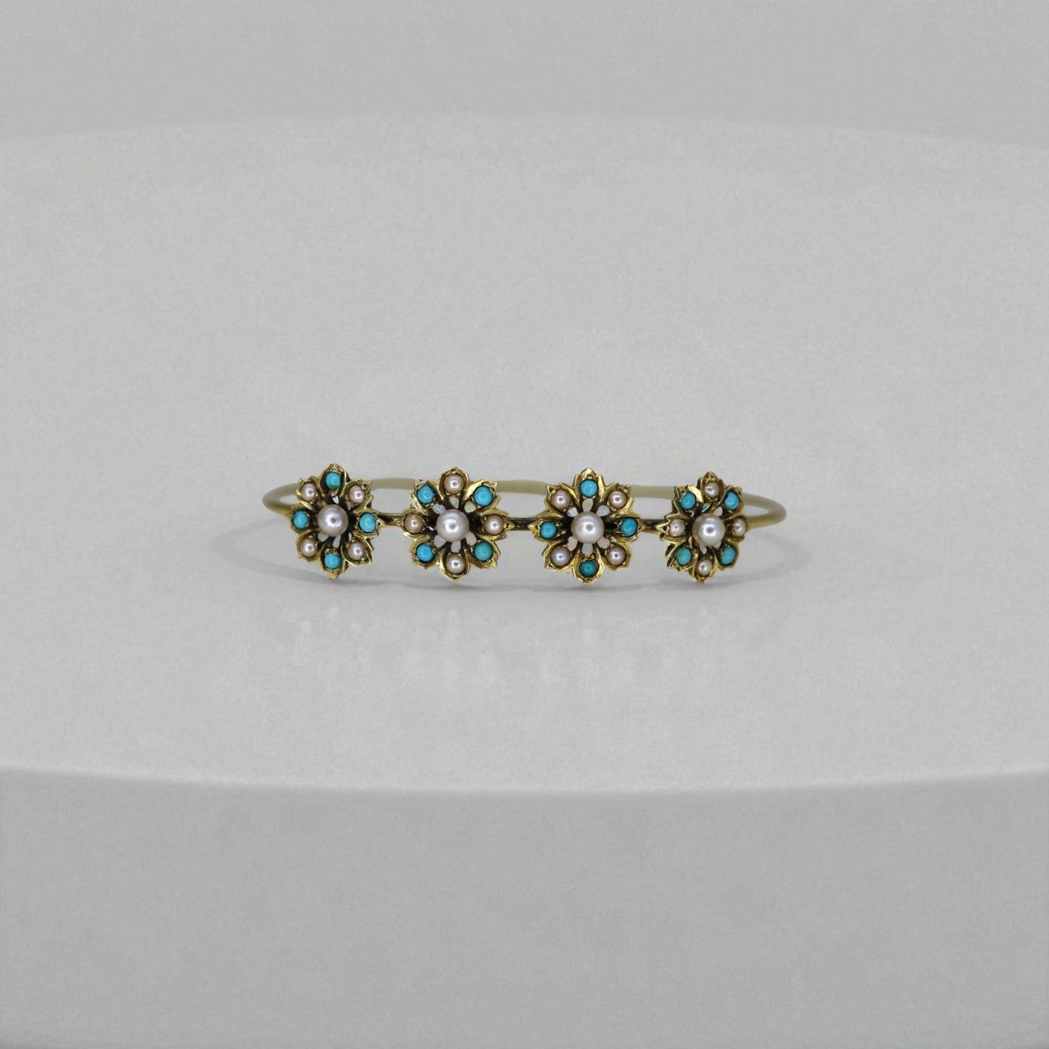 Art Nouveau Flower Bangle Bracelet - Petra Star