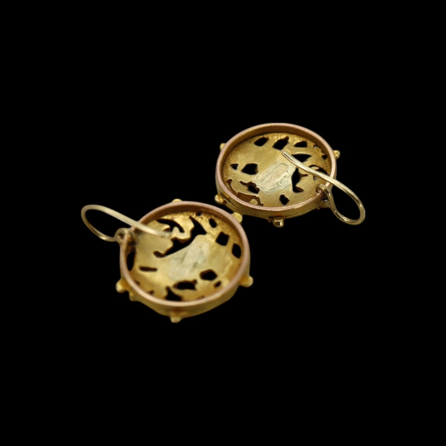 Art Nouveau Griffin Drop Earrings – Antique 14k Gold Cufflink Conversion - Petra Star