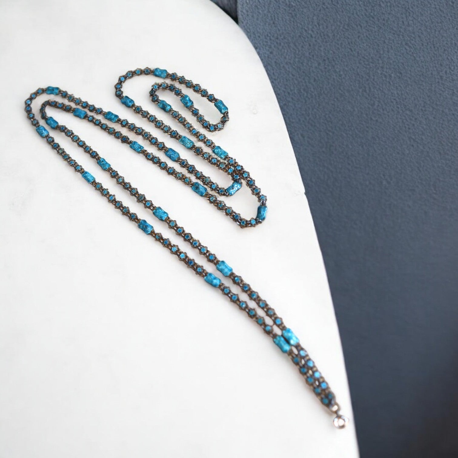 Art Nouveau Guilloche Enamel Muff Chain - Petra Star