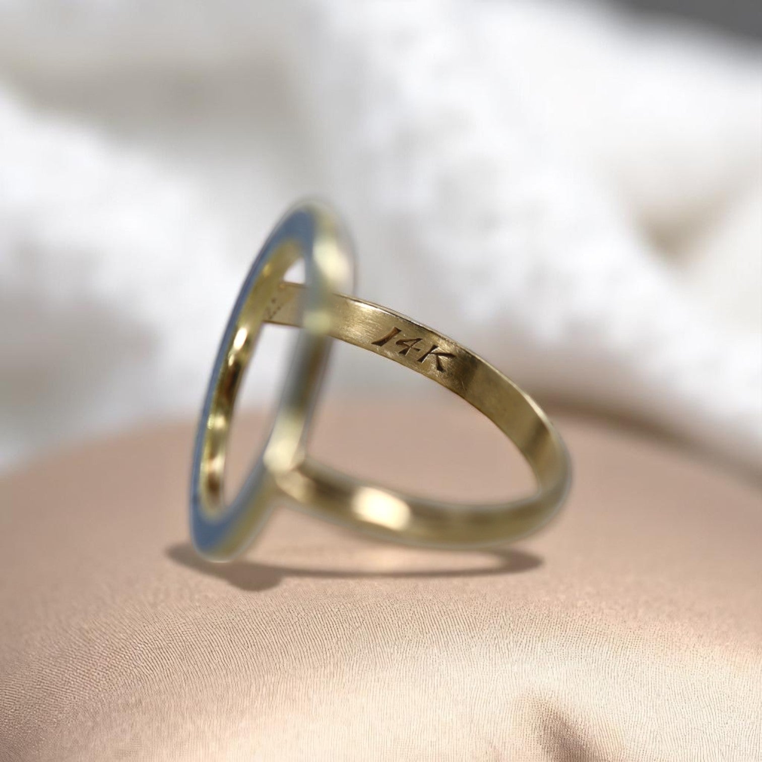 Art Nouveau Guilloche Enamel Ring 14k Gold - Petra Star