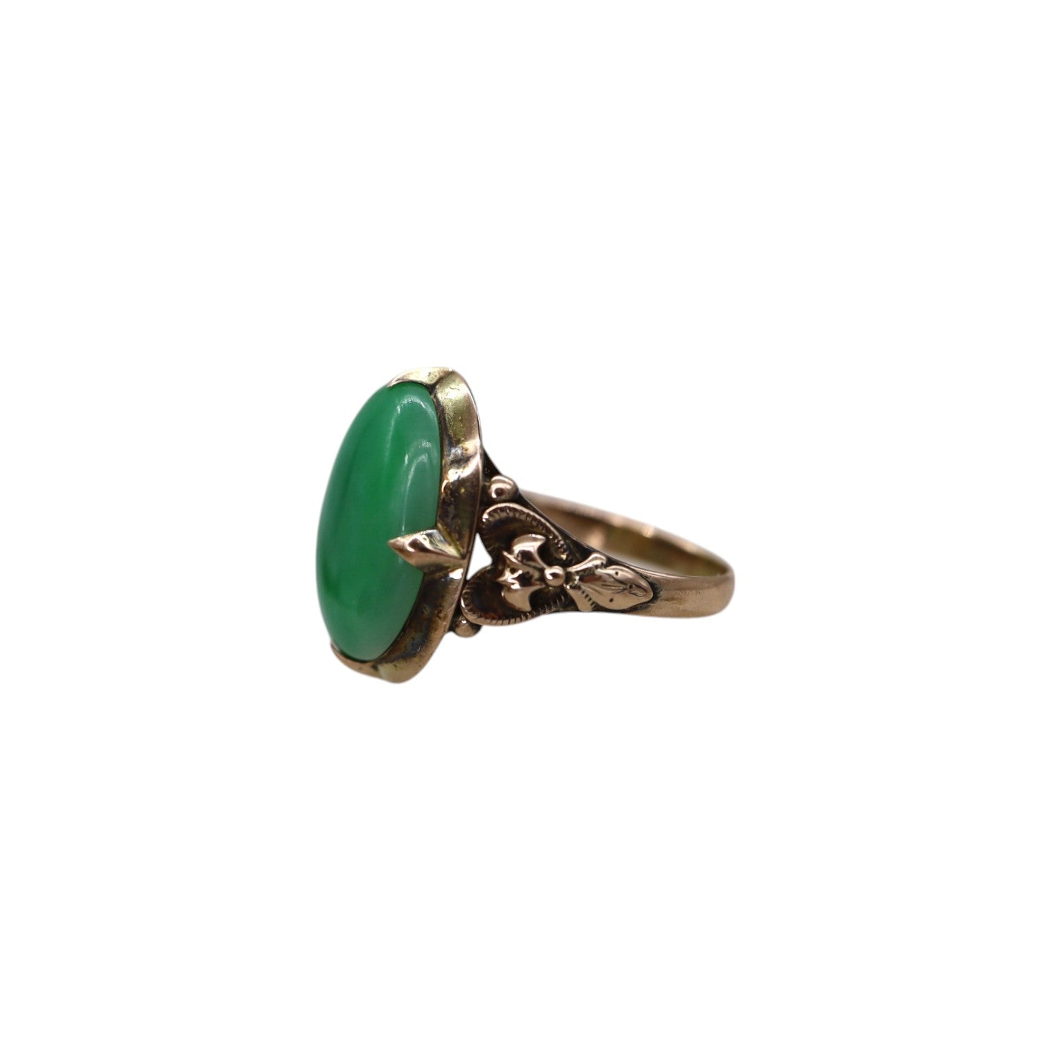 Art Nouveau Jade Ring - Petra Star