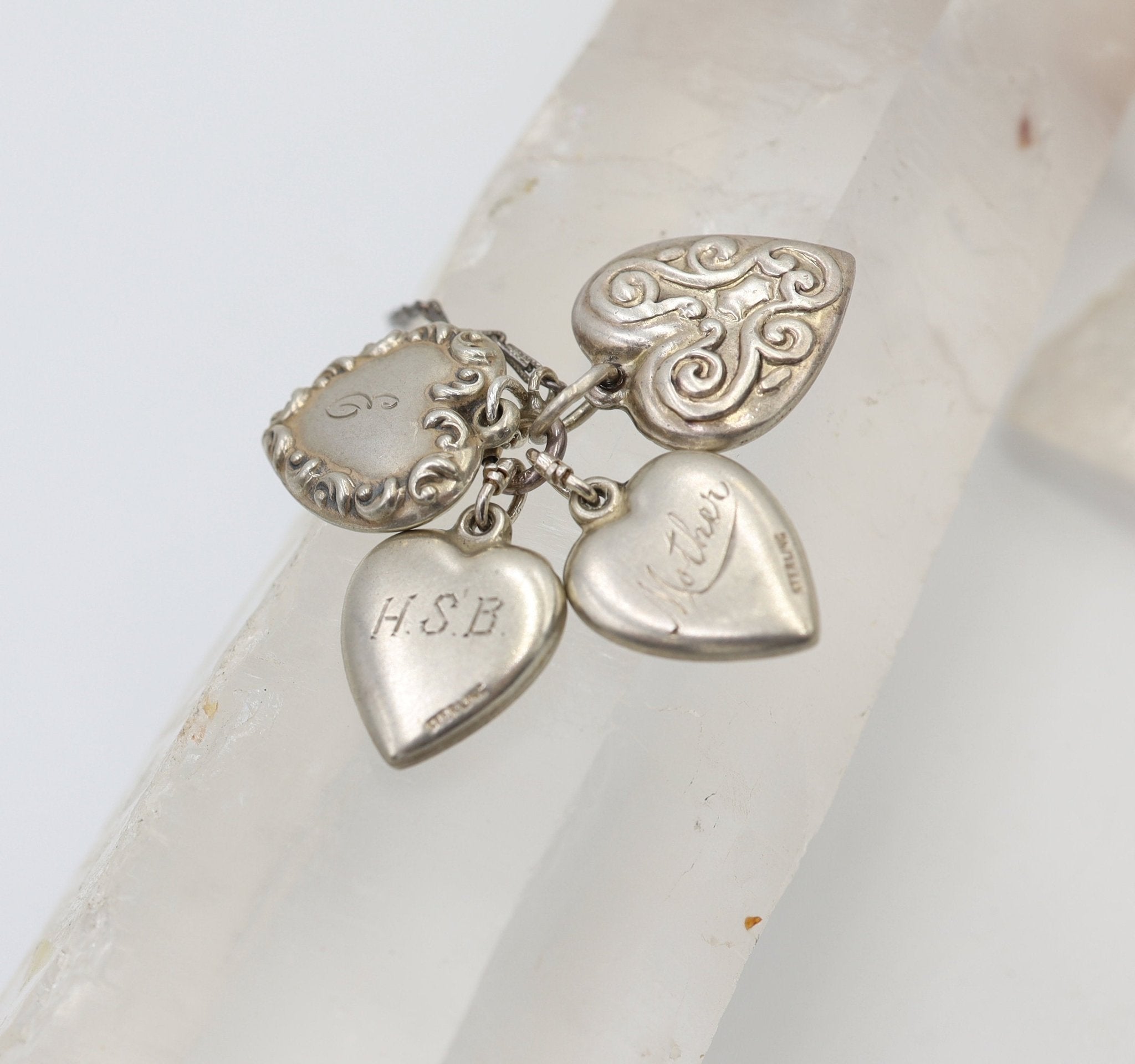 Art Nouveau Silver Puffy Hearts, Puffy Heart Locket - Petra Star