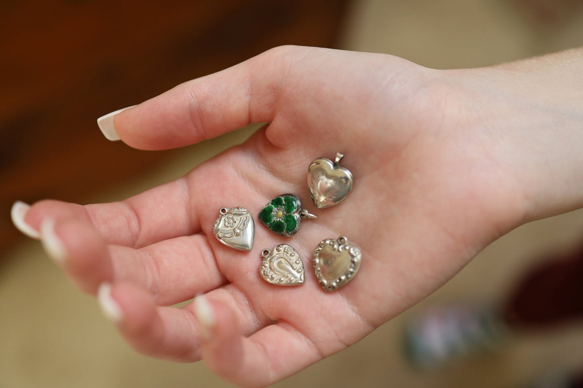 Art Nouveau Silver Puffy Hearts, Puffy Heart Locket - Petra Star