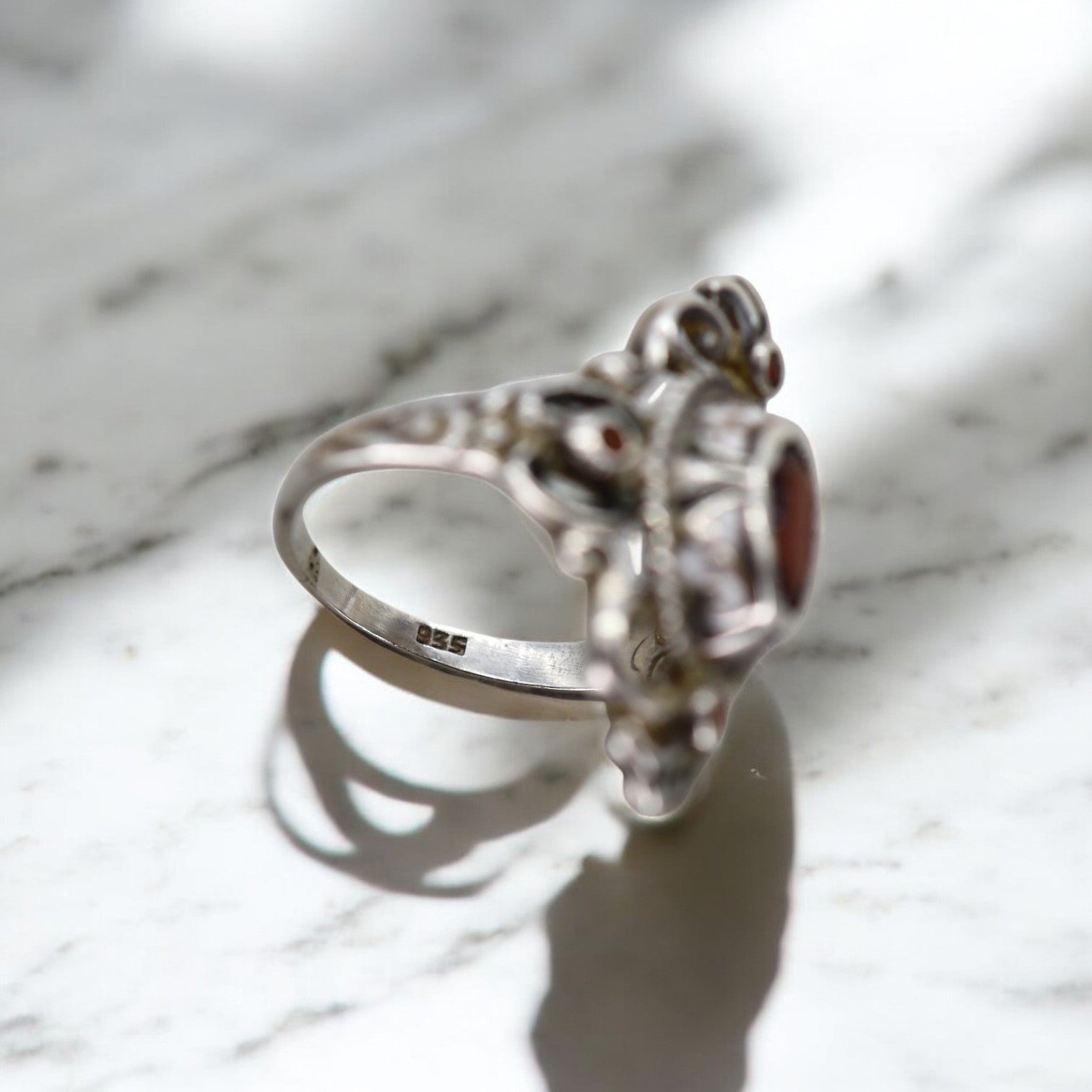 Austro-Hungarian Renaissance Revival Garnet Ring - Petra Star