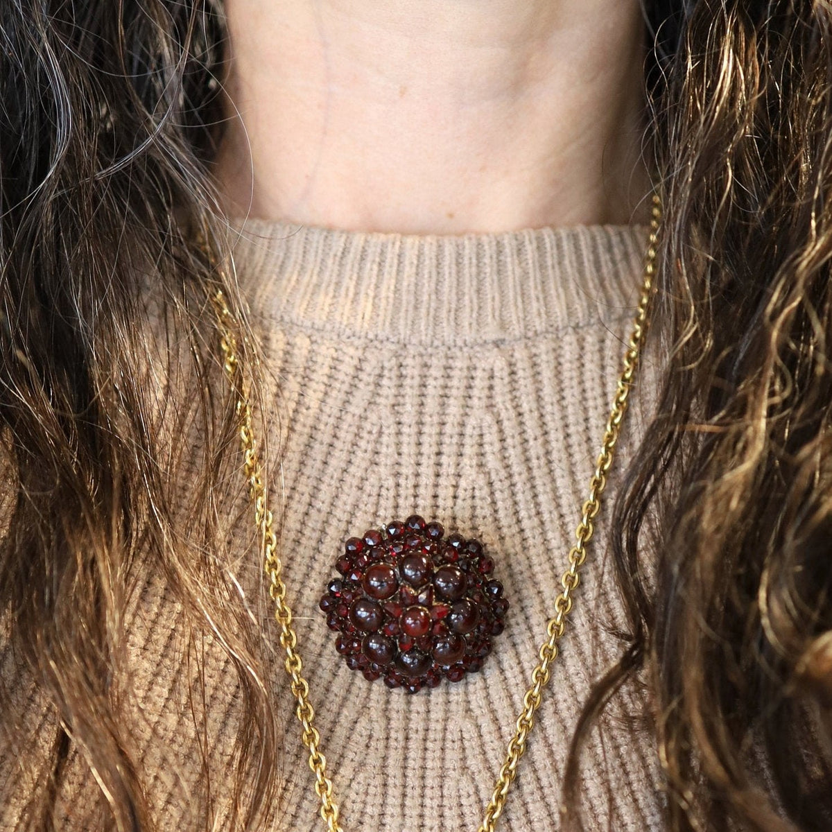 Authentic Early-Victorian Bohemian Garnet Pendant Brooch - Petra Star