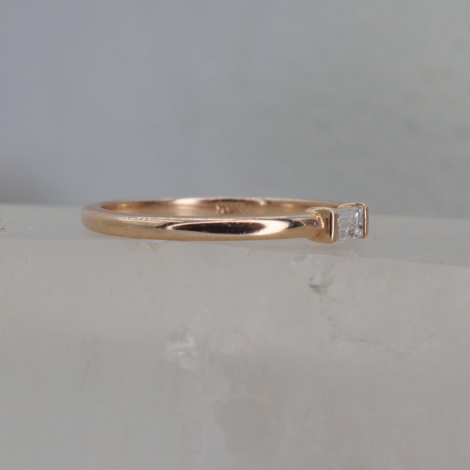 Baguette Diamond Stacking Band in 14k Rose Gold | 0.14ct G VS1 Recycled Diamond | Custom Size | Petra Star - Petra Star