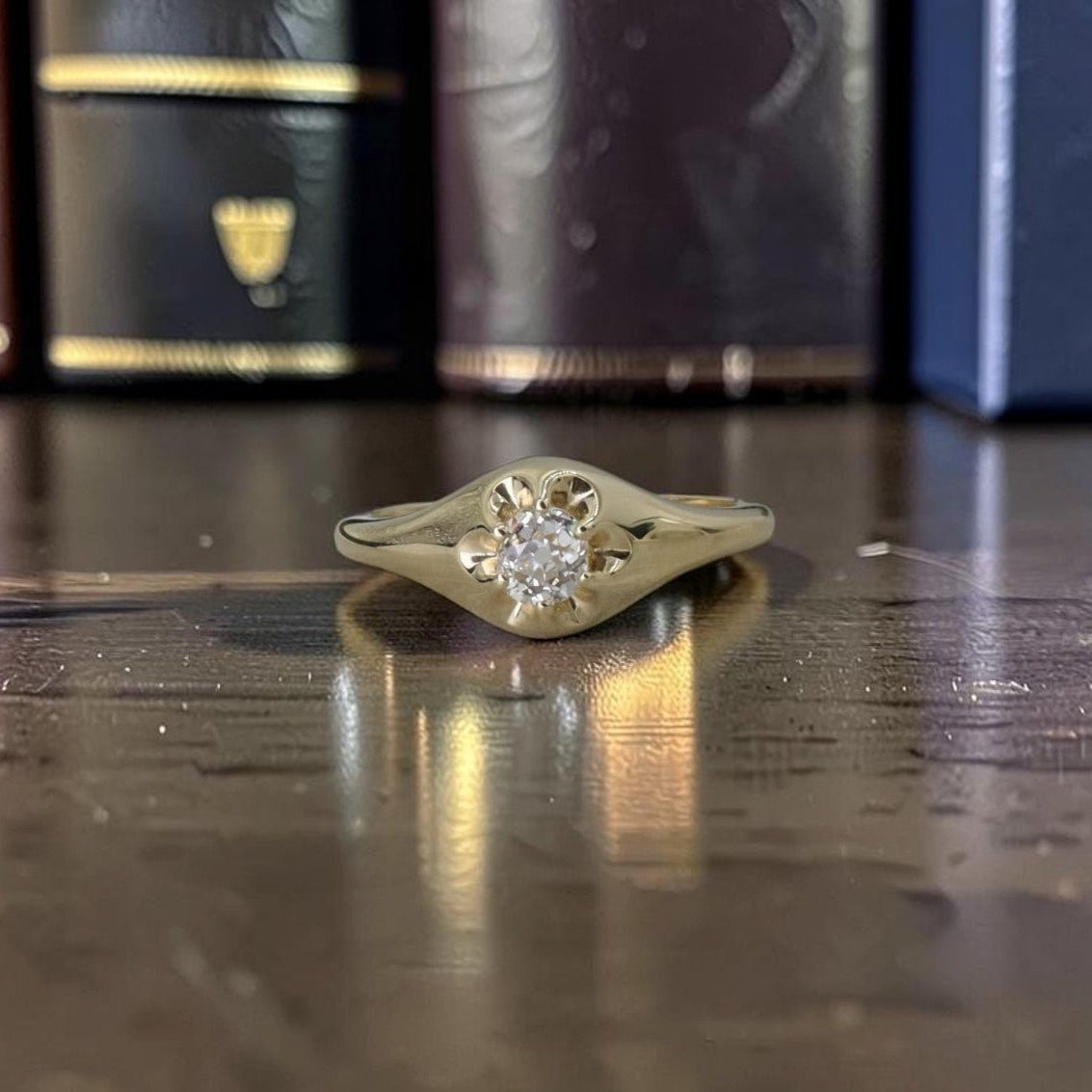 Belcher Ring with 0.40-ct Antique Old Mine Cut Diamond - Petra StarEngagement Ring