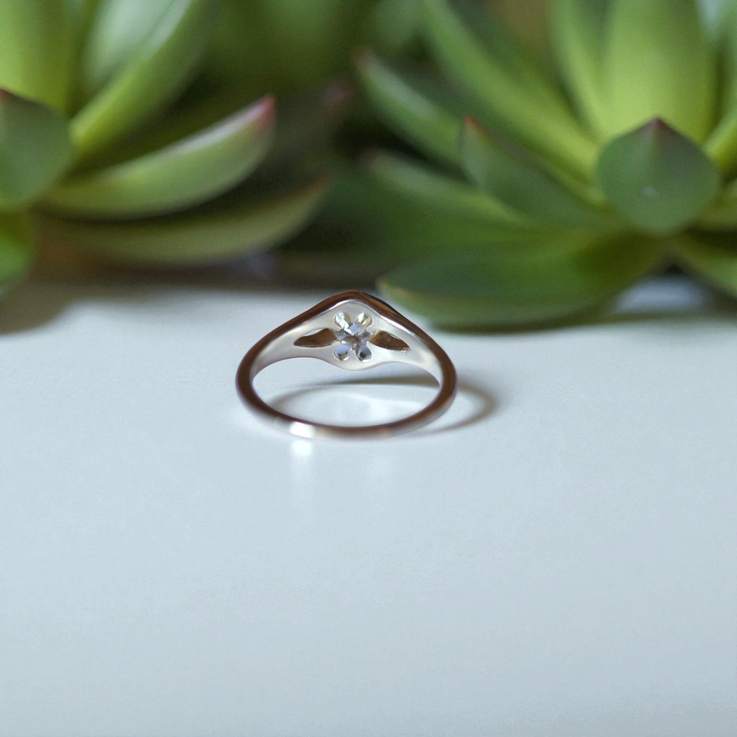 Belcher Ring with 0.62-ct Old European-Cut Diamond - Petra Star